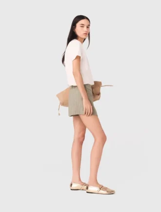 Shorts aus mehrlagigem Leinenmischgewebe