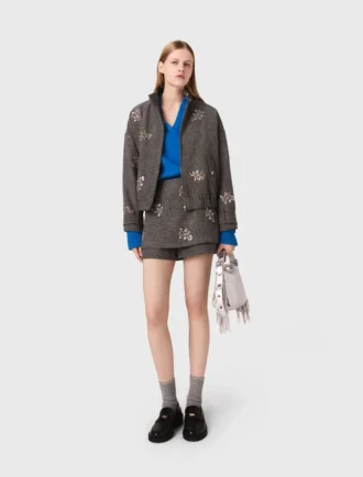Shorts mit Blumenstickerei