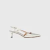 Silberne Riemchen-Pumps