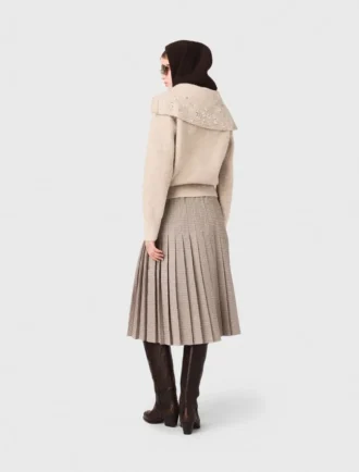 Strass-Pullover mit halbem Reißverschluss