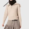 Strass-Pullover mit halbem Reißverschluss Strass-Pullover mit halbem Reißverschluss
