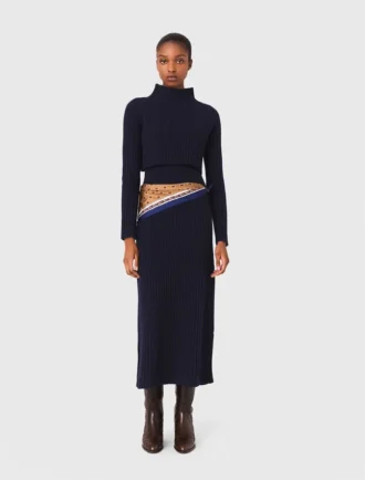 Strick-Maxikleid mit abnehmbarem Pullover
