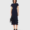 Strick-Maxikleid mit Rüschen