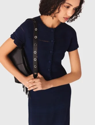 Strick-Maxikleid mit Rüschen