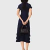 Strick-Maxikleid mit Rüschen