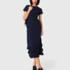 Strick-Maxikleid mit Rüschen