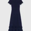 Strick-Maxikleid mit Rüschen