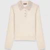 Strick-Poloshirt mit Strasskragen
