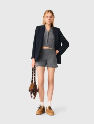 Strick-Shorts mit Strasssteinen