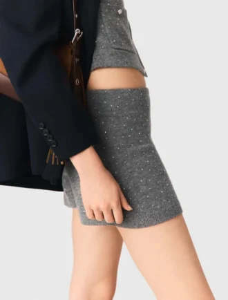 Strick-Shorts mit Strasssteinen