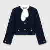 Strickjacke mit besticktem Kragen
