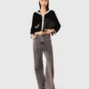 Strickjacke mit Samtoptik Strickjacke mit Samtoptik