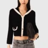 Strickjacke mit Samtoptik Strickjacke mit Samtoptik