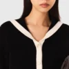 Strickjacke mit Samtoptik Strickjacke mit Samtoptik