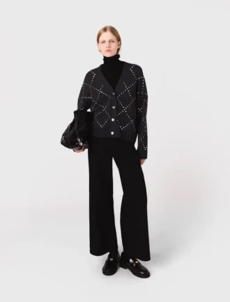Strickjacke mit Strass-Karomuster