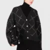 Strickjacke mit Strass-Karomuster Strickjacke mit Strass-Karomuster