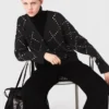 Strickjacke mit Strass-Karomuster Strickjacke mit Strass-Karomuster