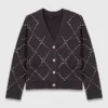 Strickjacke mit Strass-Karomuster Strickjacke mit Strass-Karomuster