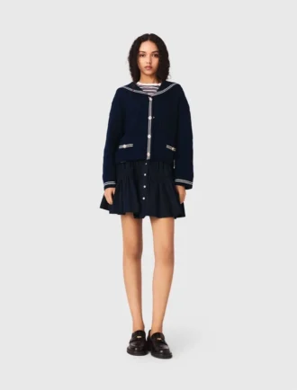 Strickjacke mit U-Boot-Ausschnitt und Zopfmuster