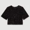 Top aus Samt mit Pailletten Top aus Samt mit Pailletten