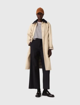 Trenchcoat mit kontrastierenden Ärmeln und Kragen