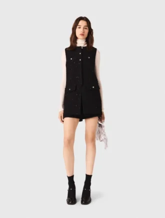 Tweed-Jumpsuit mit Strasssteinen Tweed-Jumpsuit mit Strasssteinen