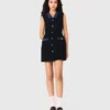 Tweed-Kleid mit Denim-Details