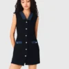 Tweed-Kleid mit Denim-Details