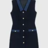 Tweed-Kleid mit Denim-Details