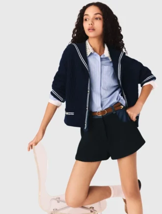 Tweed-Shorts mit Denim-Details