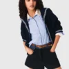 Tweed-Shorts mit Denim-Details Tweed-Shorts mit Denim-Details