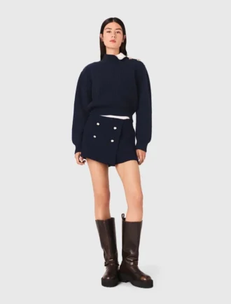 Tweed-Shorts mit kontrastierendem Bund