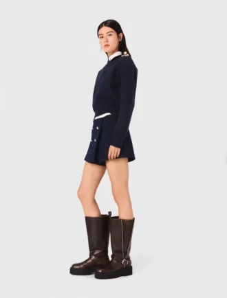 Tweed-Shorts mit kontrastierendem Bund