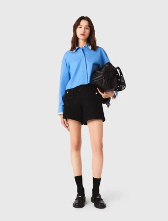 Tweed-Shorts mit Strasssteinen