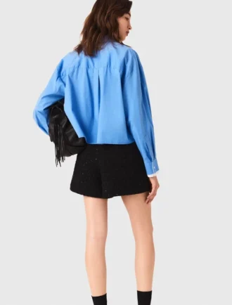 Tweed-Shorts mit Strasssteinen