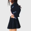 Tweedjacke mit Denim-Besatz