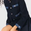 Tweedjacke mit Denim-Besatz