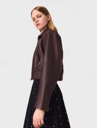 Vintage-Lederjacke in Kurzform