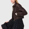 Vintage-Lederjacke in Kurzform