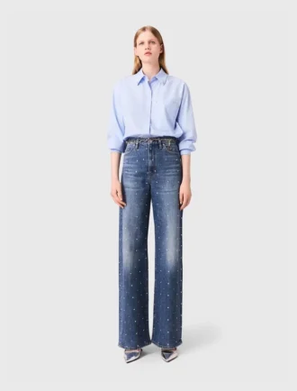 Weit geschnittene Jeans mit Nieten