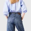 Weit geschnittene Jeans mit Nieten Weit geschnittene Jeans mit Nieten
