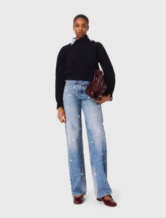 Weit geschnittene Jeans mit Stickerei
