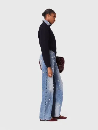 Weit geschnittene Jeans mit Stickerei