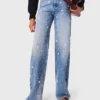 Weit geschnittene Jeans mit Stickerei Weit geschnittene Jeans mit Stickerei