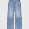 Weit geschnittene Jeans mit Stickerei Weit geschnittene Jeans mit Stickerei