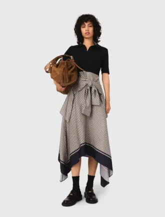 Zweifarbiges Kleid mit Print