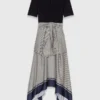 Zweifarbiges Kleid mit Print